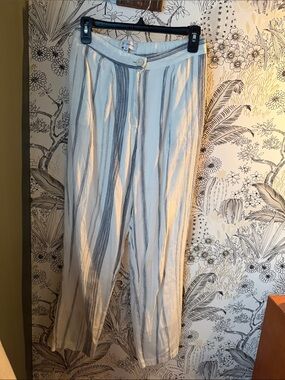 Lost + Wander Cream Pants with Blue Vertical Stripes